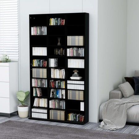 Armario para CDs madera contrachapada negro 102x16x177,5 cm de vidaXL, Almacenamiento para CD y DVD - Ref: Foro24-801779, Pre...