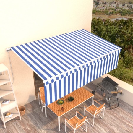 Toldo retráctil manual con persiana azul y blanco 5x3 m en Toldos | Comprar online en Foru.es