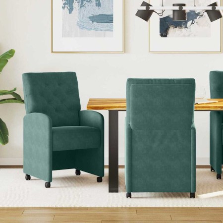 Sillas de Comedor con Ruedas 2 pcs Verde oscuro 58 x 67 x 97 cm en Sillas de comedor | Comprar online en Foru.es