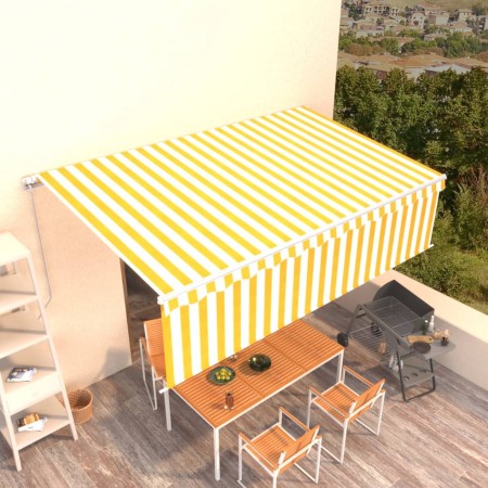Toldo retráctil manual con persiana amarillo y blanco 5x3 m en Toldos | Comprar online en Foru.es