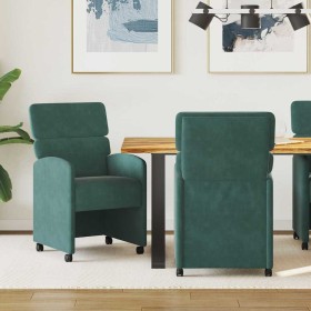 Sillas de Comedor con Ruedas 2 pcs Verde oscuro 58 x 65 x 98 cm en Sillas de comedor | Comprar online en Foru.es