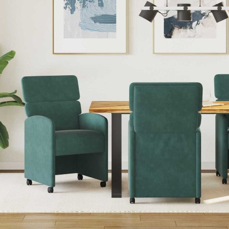 Sillas de Comedor con Ruedas 2 pcs Verde oscuro 58 x 65 x 98 cm en Sillas de comedor | Comprar online en Foru.es
