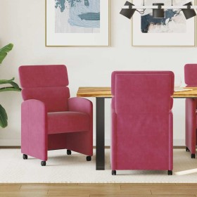 Sillas de Comedor con Ruedas con ruedas 2 pcs Rojo vino tinto en Sillas de comedor | Comprar online en Foru.es
