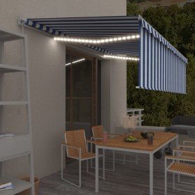 Toldo retráctil manual con persiana y LED azul y blanco 5x3 m en Toldos | Comprar online en Foru.es