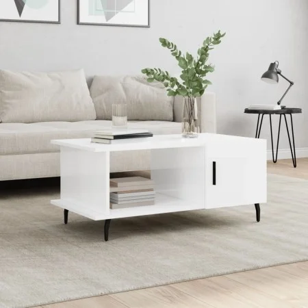 Mesa de centro madera contrachapada blanco brillo 90x50x40 cm de vidaXL, Mesas de centro - Ref: Foro24-829502, Precio: 51,75 ...