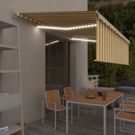 Toldo retráctil manual persiana y LED amarillo y blanco 5x3 m en Toldos | Comprar online en Foru.es
