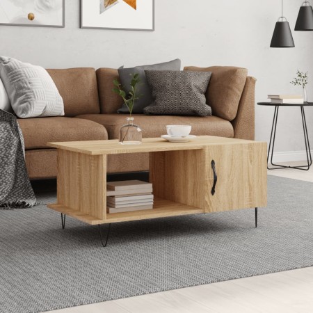 Mesa de centro madera contrachapada roble Sonoma 90x50x40 cm de vidaXL, Mesas de centro - Ref: Foro24-829487, Precio: 57,05 €...