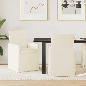 Sillas de comedor con ruedas 2 pcs Beige 57 x 67 x 95 cm Lino en Sillas de comedor | Comprar online en Foru.es