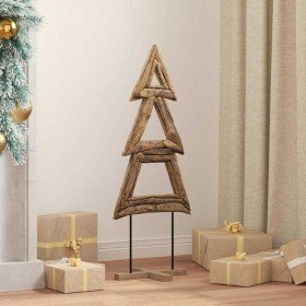 Árbol de Navidad con soporte Marrón 90 cm Madera de teca maciza en Decoración Festiva y Estacional | Comprar online en Foru.es