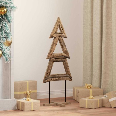 Árbol de Navidad con soporte Marrón 90 cm Madera de teca maciza en Decoración Festiva y Estacional | Comprar online en Foru.es