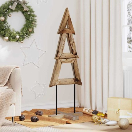 Árbol de Navidad Marrón 120 cm Madera de teca maciza en Decoración Festiva y Estacional | Comprar online en Foru.es