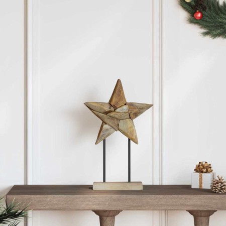 Estrella de Navidad Marrón 30 x 5 x 45 cm Madera de teca maciza en Decoración Festiva y Estacional | Comprar online en Foru.es