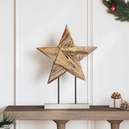 Estrella de Navidad Marrón 45 x 5 x 60 cm Madera de teca maciza en Decoración Festiva y Estacional | Comprar online en Foru.es