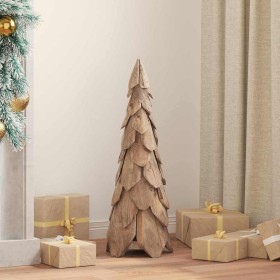 Árbol de Navidad con soporte Marrón 80 cm Madera de teca maciza en Decoración Festiva y Estacional | Comprar online en Foru.es