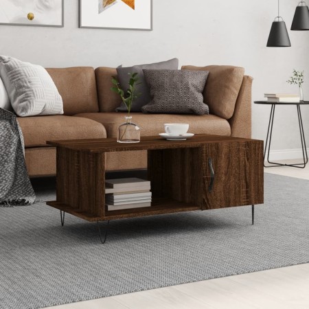 Mesa de centro madera contrachapada roble marrón 90x50x40 cm de vidaXL, Mesas de centro - Ref: Foro24-829491, Precio: 58,59 €...