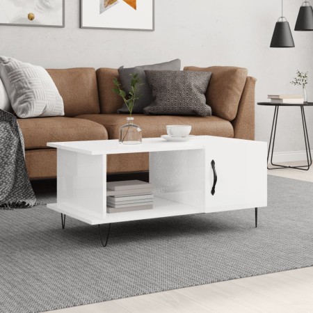 Mesa de centro madera contrachapada blanco brillo 90x50x40 cm de vidaXL, Mesas de centro - Ref: Foro24-829486, Precio: 61,95 ...
