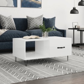 Mesa de centro madera contrachapada blanco brillo 90x50x40 cm de vidaXL, Mesas de centro - Ref: Foro24-829206, Precio: 49,92 ...