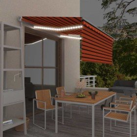 Toldo retráctil manual con persiana y LED naranja/marrón 3x2,5m en Toldos | Comprar online en Foru.es