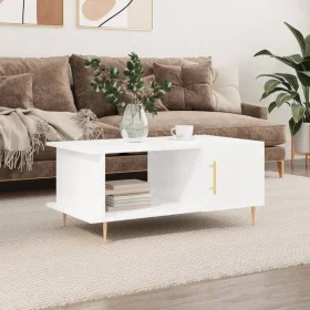 Mesa de centro madera contrachapada blanco brillo 90x50x40 cm de vidaXL, Mesas de centro - Ref: Foro24-829478, Precio: 48,58 ...