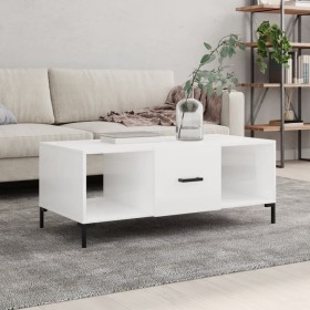 Mesa de centro madera contrachapada blanco brillo 102x50x40 cm de vidaXL, Mesas de centro - Ref: Foro24-829302, Precio: 51,95...