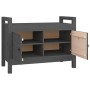 Banco de recibidor madera maciza de pino gris 80x40x60 cm de vidaXL, Bancos para recibidores y almacenamiento - Ref: Foro24-8...