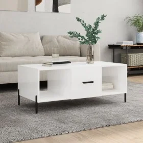 Mesa de centro madera contrachapada blanco brillo 102x50x40 cm de vidaXL, Mesas de centro - Ref: Foro24-829310, Precio: 53,31...