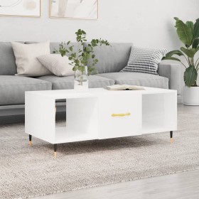 Mesa de centro madera contrachapada blanco brillo 102x50x40 cm de vidaXL, Mesas de centro - Ref: Foro24-829278, Precio: 47,84...
