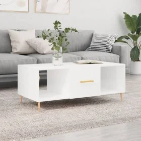 Glossy white plywood coffee table 102x50x40 cm by vidaXL, Coffee table - Ref: Foro24-829286, Price: 46,48 €, Discount: %