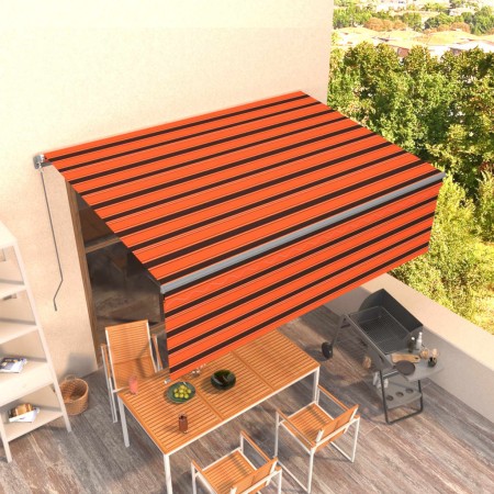 Toldo retráctil manual con persiana naranja y marrón 4x3 m en Toldos | Comprar online en Foru.es
