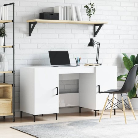 Escritorio madera contrachapada blanco brillante 140x50x75 cm de vidaXL, Escritorios - Ref: Foro24-829550, Precio: 130,39 €, ...
