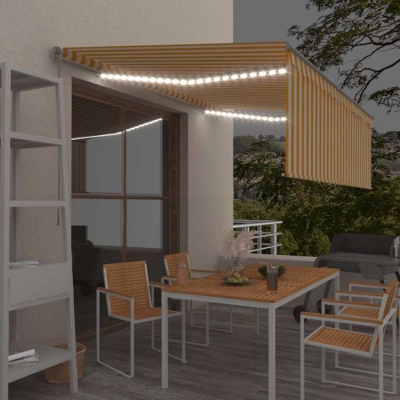 Toldo manual retráctil con persiana y LED amarillo blanco 4x3 m en Toldos | Comprar online en Foru.es