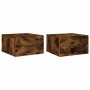 Mesitas de noche de pared 2 uds color roble ahumado 35x35x20 cm de vidaXL, Taquillas y armarios de almacenamiento - Ref: Foro...