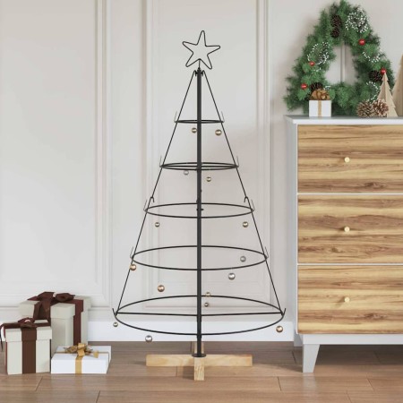 Árbol Cono de Navidad con soporte Negro 125 cm Acero en Decoración Festiva y Estacional | Comprar online en Foru.es