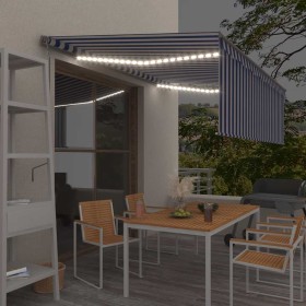 Toldo automático persiana LED sensor de viento azul blanco 4x3m en Toldos | Comprar online en Foru.es