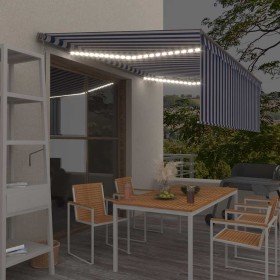 Toldo automático persiana LED sensor de viento azul blanco 4x3m en Toldos | Comprar online en Foru.es
