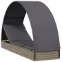 Tumbona con toldo redondo ratán sintético gris 211x57x140 cm de vidaXL, Tumbonas - Ref: Foro24-319643, Precio: 173,24 €, Desc...