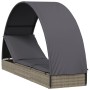 Tumbona con toldo redondo ratán sintético gris 211x57x140 cm de vidaXL, Tumbonas - Ref: Foro24-319643, Precio: 169,97 €, Desc...