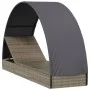 Tumbona con toldo redondo ratán sintético gris 211x57x140 cm de vidaXL, Tumbonas - Ref: Foro24-319643, Precio: 173,24 €, Desc...