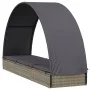 Tumbona con toldo redondo ratán sintético gris 211x57x140 cm de vidaXL, Tumbonas - Ref: Foro24-319643, Precio: 173,24 €, Desc...