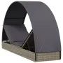 Tumbona con toldo redondo ratán sintético gris 211x57x140 cm de vidaXL, Tumbonas - Ref: Foro24-319643, Precio: 173,24 €, Desc...