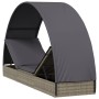 Tumbona con toldo redondo ratán sintético gris 211x57x140 cm de vidaXL, Tumbonas - Ref: Foro24-319643, Precio: 169,97 €, Desc...