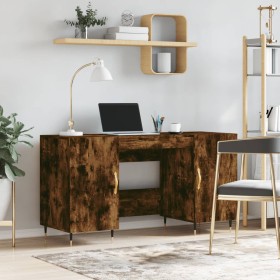 Escritorio madera de ingeniería roble ahumado 140x50x75 cm de vidaXL, Escritorios - Ref: Foro24-829529, Precio: 113,38 €, Des...