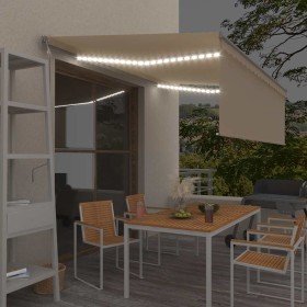 Toldo automático con persiana LED sensor de viento crema 4x3m en Toldos | Comprar online en Foru.es