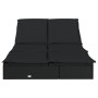 Tumbona 2 personas ratán sintético con cojines negro de vidaXL, Tumbonas - Ref: Foro24-319647, Precio: 272,63 €, Descuento: %