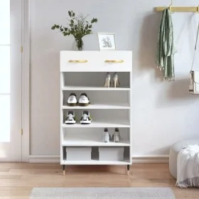 Zapatero madera de ingeniería blanco 60x35x105 cm de vidaXL, Armarios y almacenamiento - Ref: Foro24-829588, Precio: 89,78 €,...