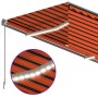Toldo automático persiana LED sensor viento naranja marrón 4x3m en Toldos | Comprar online en Foru.es