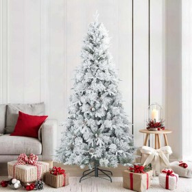 Árbol de Navidad artificial plegable cubierto de nieve 210 cm en Decoración Festiva y Estacional | Comprar online en Foru.es