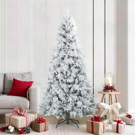 Árbol de Navidad artificial plegable cubierto de nieve 210 cm en Decoración Festiva y Estacional | Comprar online en Foru.es