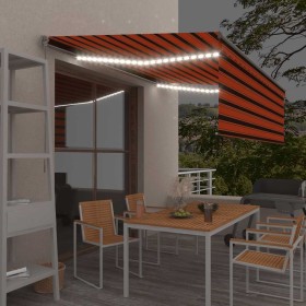 Toldo retráctil manual con persiana y LED naranja/marrón 4,5x3m en Toldos | Comprar online en Foru.es