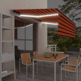 Toldo retráctil manual con persiana y LED naranja/marrón 4,5x3m en Toldos | Comprar online en Foru.es